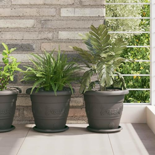 sephironlbb Pots de Plantes 6 pcs Noir en Plastique 26 x 21,5 cm avec Drainage, jardinière légère et Durable pour Balcon, terrasse, intérieur et extérieur, idéal pour orchidée, succulente