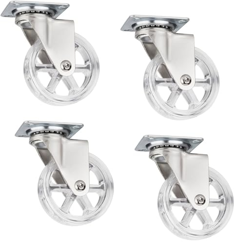 SOTECH 4er Set dekorative Design Möbelrollen RAPID Ø 75 mm transparent | Tragkraft 35 Kg, Höhe 97 mm, Lenkrollen