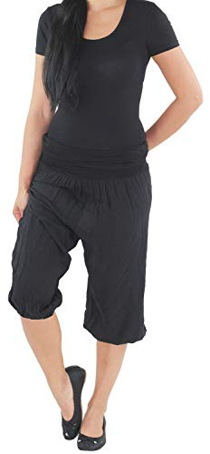 Sotala Damen Pumphose Strandhose Haremshose Hose Aladin Baggy Pluderhose Freizeithose Ballonhose Sommer Schwarz