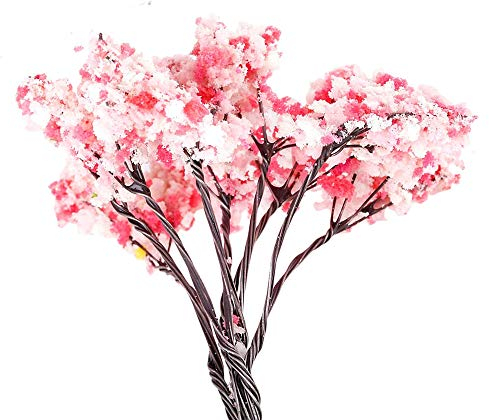 ANCLLO 25pcs Model Trees Model Trains Scenery 6.5cm Cherry Blossom Model Trees for OO HO Scale Landscape Architecture Scenery