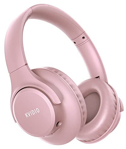 KVIDIO Casque Bluetooth sans Fil, 55 Heures de Lecture sans Fil avec Microphone, Casque léger Pliable avec Basses Profondes, Son stéréo HiFi pour Voyage, Travail, Ordinateur Portable