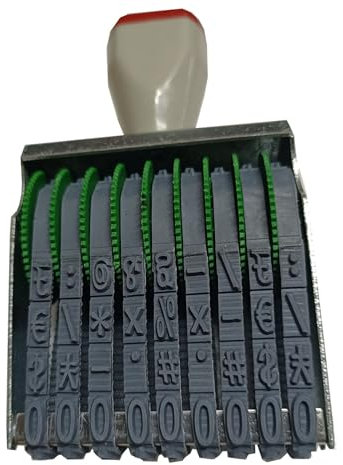 ZENG Business Stamps, 9 Band Gummi Nummerierungsstempel,veränderbar (0-9)10 Ziffern Zahlen und 3 zufälligen Zeichen, einstellbares digitaler Datum Stempel, Druckgröße 53x 7 mm,mehrfarbig