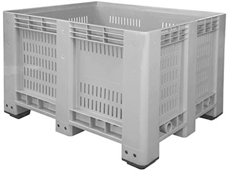 Bigbox grau 1200x1000x760 mm perforiert mit 4 Füßen incl. Deckel