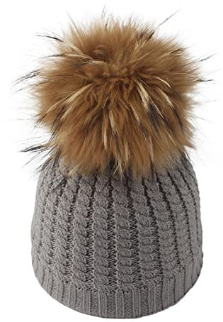 QinMMSPORTS Kindermütze Solide Ball Twist Strickmütze Schlupfmütze Damen (Grey, One Size)