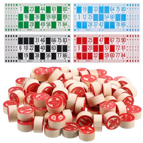 ibasenice Russian Lotto Game Set Wooden Tabletop Bingo Tombola for Family Party