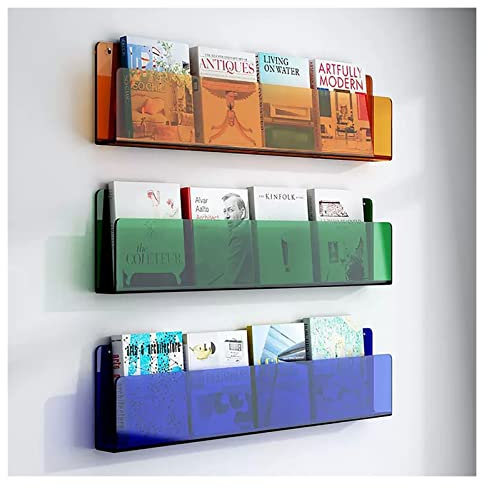 BESNUT Mehrfarbiges 38,1 cm Premium-Acryl-Schwimm-Kinderzimmer-Bücherregal, Wandregal, 1-stöckiges Wallfall-dekoratives Bücherregal (Color : Orange, Size : L15xW2xH6IN)