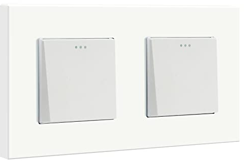 BSEED Lichtschalter 1 Fach 1 Weg mit 1 Fach 1 Weg PC Panel Lichtschalter Unterputz Taster Schalter Wandschalter Schalter Unterputz Light Switch für Wohnzimmer, Küche, Büro, Weiß-157mm