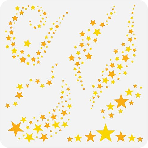 FINGERINSPIRE Twinkle Star Schablone 30x30 cm Wiederverwendbar Sterne Glänzen Malvorlage 7 Stile Star River Galaxy Dekorationsschablone Sternhaufen Schablone Zum Malen Auf Holzwänden Und Möbeln