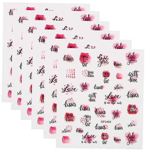 FRCOLOR 6blätter Nagelaufkleber Valentinstag Herz-design Nail Art Aufkleber Für Maniküre Nagelkunst Dekoration Selbstklebend Hautverträglich