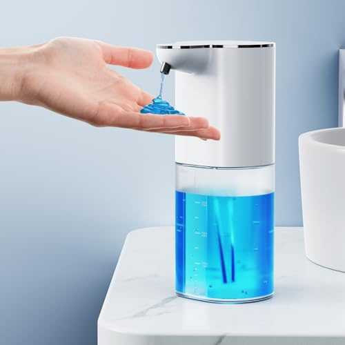 Amyzavls Automatic Soap Dispenser, 400ml Wall Mounted Touchless Dispenser with Sensor, USB Rechargeable for Bathroom, Kitchen, Office