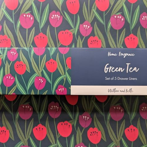Duftende Schubladeneinlagen, Tulpenmotiv, Grüner Tee, 5 Stück