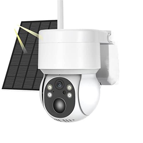Telecamera di sicurezza grandangolare, Telecamera solare Rilevamento umano Pannello solare Ricarica Batteria Telecamera IP Visione notturna a colori Telecamere di sicurezza CCTV for esterni con design