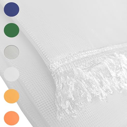 Home Tresor - Tenda Zanzariera per Porta e Finestra con Anelli e Frange Retina da Esterno, 100% Poliestere, cm. 150x250 Tinta Unita (Bianco)