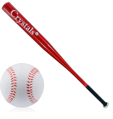 Crystals Metal Baseball Bat, Aluminium, Select from 4 Colours, 32-Inch (Red)
