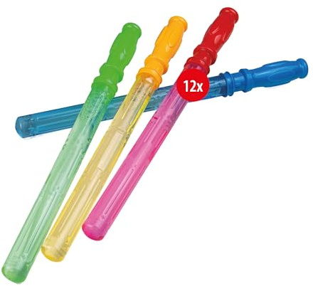 PUSTEFIX Bubble Schwert x 12 I Seifenblasen Kinder Set in 4 Farben I Mit Seifenblasen Flüssigkeit 180 ml I Spiel und Spaß mit besonders großen Bubbles