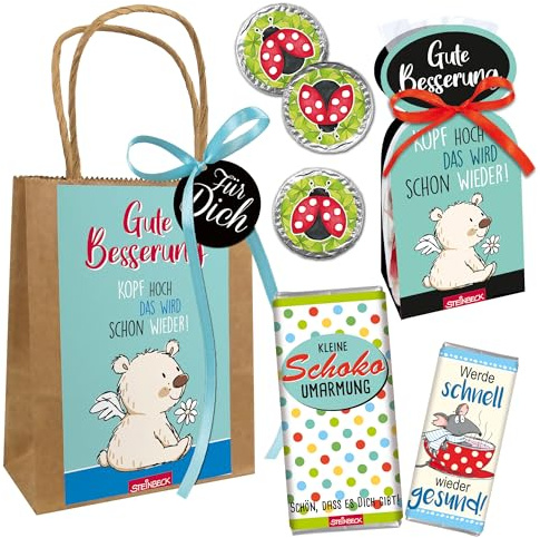STEINBECK Gute Besserung Geschenk-Set Schokolade Bonbons Gesundheit Mitbringsel Genesungswünsche