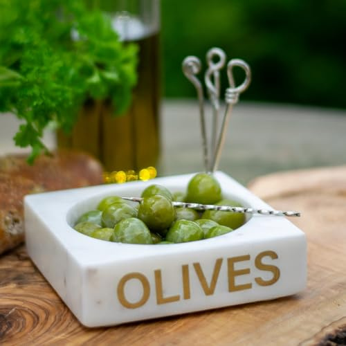 Culinary Concepts London Olives Marble Olive Dish with Picks