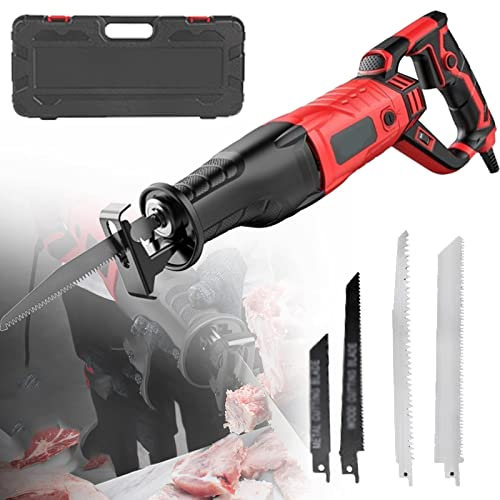 Scie à Os électrique,Multifonction Couteau Boucher pour Commercial et Domestique 900W/1050W/1300W Scie Sabre pour Couper les Aliments Surgelés,Bois,Métal,Red-1050W