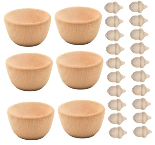 SEWACC 1 Set Da 26 Pezzi giocattoli di legno ghiande fai da te per bambini mestiere di pittura per bambini set pittura bambini set per dipingere bambini arredamento decorare