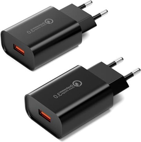 (2 Pack) Chargeur Rapide Prise USB Secteur pour Samsung Galaxy S21 20 S10 S9 S8 S7 A55 A53 A50 A40 A34 A20 A15 A13 A03 M34, pour iPhone Xiaomi Huawei Oppo Oneplus, Adaptateur Quick Charge 3.0 18W