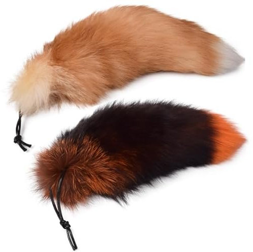 Nocyclonic 2 Pieces FuchsschwanzFuchsschwanz Anhänger etwa 40cm,fox tail,Fell Schwanz Keychain fox tail keychain Auto Schlüsselketten Anhänger Weich Flaumig Dicht Dekoration (10)