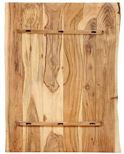HETFTJN Esszimmertisch Waschtischplatte Holzplatte Schreibtischplatte - Tischplatte Massivholz Akazie 80x(50-60) x2,5 cm für Speisesaal Schlafzimmer Sitzungszimmer Büro