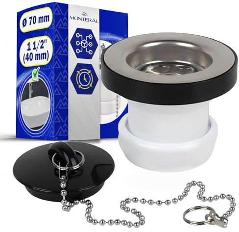 Válvula de Desagüe para Lavabo o Bidé Ø 70 mm y Rosca de 1 1/2 40 mm | Garantía de 10 Años - MONTERAL