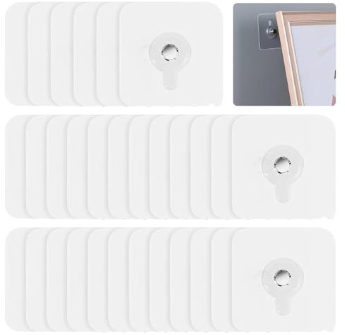 30 Stück Bilderhaken Selbstklebend, Transparent Klebenagel Bilder Aufhängen Ohne Bohren, Bilderaufhänger zum Kleben, Klebenägel Wand für Bilderrahmen