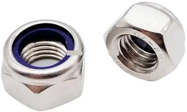 Sicherungsmutter, selbstsichernde Muttern 304 Edelstahl Sechskant Sechskant Nyloneinsatz selbstsichernde Mutter Nylock-Mutter Sicherungsmutter 2/5/10/50X M2 M2,5 M3 M3,5 M4 M5 M6 M8 M10 M12 M16 (M12 5