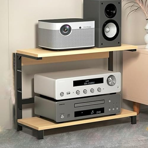 GFYHTN Holz Audio Rack Schrank Audio Rack HiFi Regal, 21Zoll Hohes Offenes Multifunktionales Medienaufbewahrungsregal, Stereo Komponenten Rack, AV-Medienständer