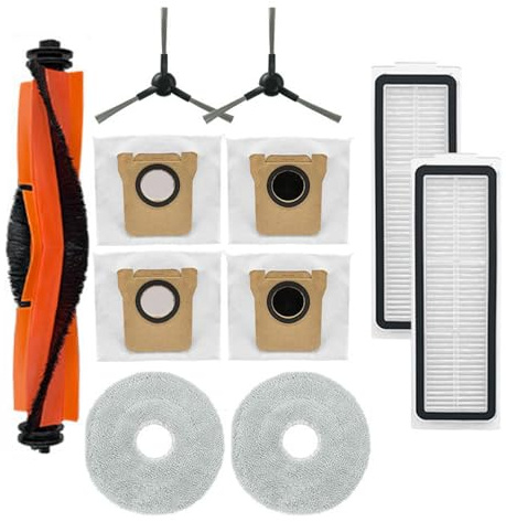 Accesorios de repuesto para Xiàomi Robot Vacuum X20 MAX Robot Aspirador, 11 piezas El juego de accesorios incluye 1 cepillo principal, 2 filtros, 2 paños de fregona, 4 bolsas de polvo, 2 cepillos