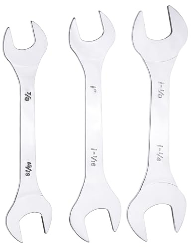 sourcing map 3pcs Double Open End Thin Wrench Set 7/8 15/16 1 1-1/16 1-1/8 1-1/4 SAE Super Thin Small Flat Head Wrench Mirror Polished Open Ended Spanner for Automotive Furniture Repair