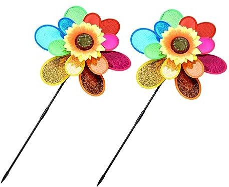 Abaodam 2pièces Moulin à Vent Forme De Tournesol pour Garçon Fille Lot de à Vent Décoratifs pour Jardin Et Pelouse