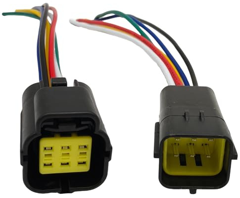 winwill Set di 2 connettori elettrici impermeabili a 6 poli, spina da 1,8 mm e presa con cavo di collegamento per auto, moto, camion, barche e rimorchi