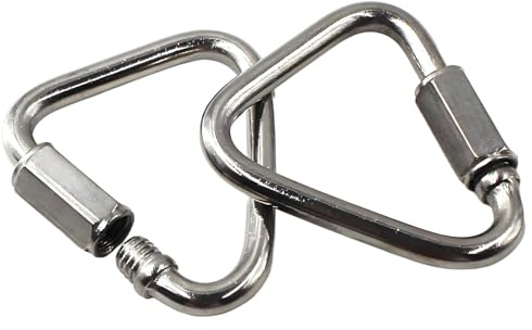 Connecteur de chaîne rapide triangulaire en acier inoxydable 304 avec boucle de verrouillage à vis, mousqueton pour camping, balançoire, hamac, voyage en plein air, machine de musculation et