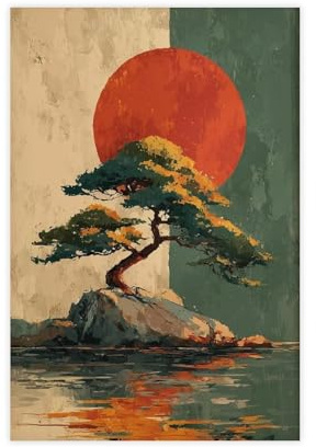 Japanese Bonsai Art Wall Canvas Poster Wall Art Decor Print Picture Paintings for Living Room Bedroom Decoration 16x24inch(40x60cm)