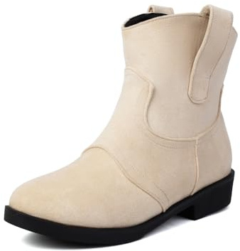 PAIDAXING Botines de gamuza sintética para mujer, tacón bajo, botines de moda, holgados, vaqueros, cómodos, casuales, para otoño e invierno, zapatos elegantes, Black, 39.5 EU