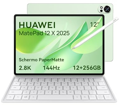HUAWEI MatePad 12 X 2025 Tablet, Display Ultra Nitido PaperMatte | 12 pollici 2.8K144Hz 1000 nits, 12+256GB, Batteria da 10100 mAh, Ricarica Superrapida 66W, con Tastiera e HUAWEI M-Pencil Pro