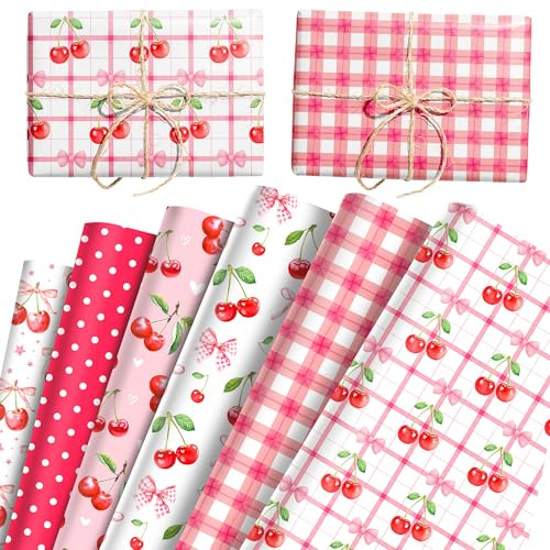 12 ark körsbärsblommor presentpapper för förpackningar band decopapper för födelsedagar flickor farväl bröllopsfester och gör-det-själv-hantverksprojekt