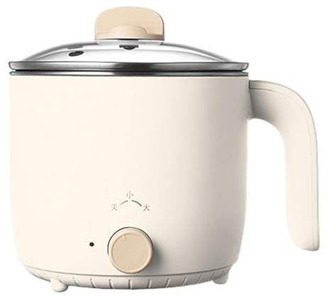 Cazuela Eléctrica, Cocinera Mini Multifuncional Portátil de 1,5L con Revestimiento Antiadherente, Ideal para Fideos Ramen, Pasta, Huevos y Sopas