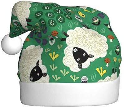 VCzsdff Niedlicher Cartoon-Schaf-Druck, Unisex, Erwachsene, jährliche Zeremonie, 1 Stück, Weihnachts-Stirnbänder, Dekoration, Weihnachtsbaum, Schneemann, Weihnachtsmannmütze