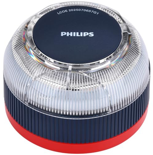 Philips Baliza de Emergencia V16 con Geolocalización y Conexión DGT 3.0 – Homologada, Plan de Datos Incluido, Base Magnética, Alta Visibilidad 1km, Resistente Lluvia y Viento, Pilas AA inlcuidas