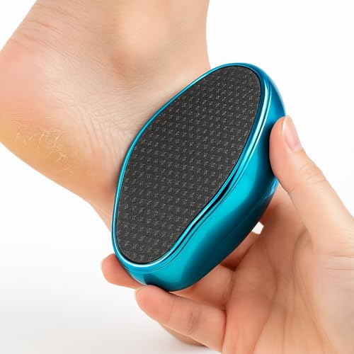 Nano Hand Held Foot File for Hard Skin Removal – Electric Blue Callus Remover for Cracked Heels, Gentle Exfoliating Foot Scrubber for Smooth Soft Feet, Reusable Heel File for Home Pedicure Use
