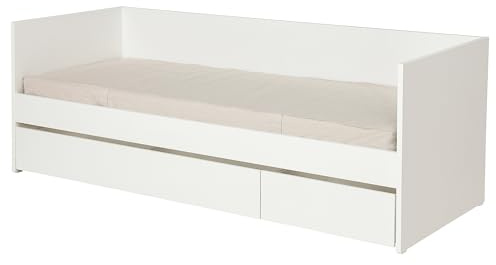 ProTuning VIHALS Dagbädd med förvaring/1 madrass, vit/Vannareid extra fast, 80 x 200 cm