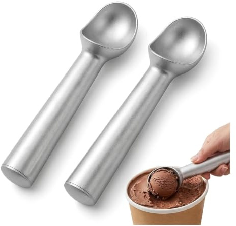2 Pieces Ice Cream Scoop, 18cm/7.1in Non-Stick Anti-Freeze Icecream Scoop, Aluminum Alloy Cookie Scoop for Hard Ice Cream, Cookie Dough, Gelato, Sorbet, Melon Balls