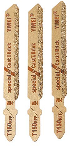JENOR 3pcs 3 T150 Carbide Grain 50 Grit T-Shank Jigsaw Blades Ceramic Tile Cutting Tool New
