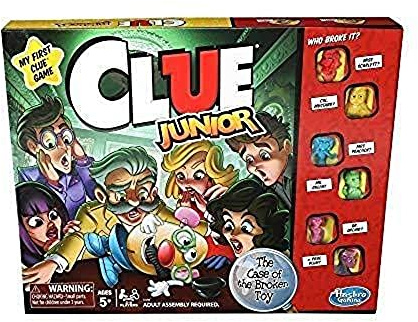 Hasbro Gaming Clue Junior Board Game for Kids Ages 5 and Up, Case of The Broken Toy, Classic Mystery Game for 2-6 Players