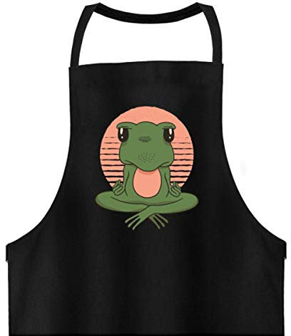Galeriemode Namaste Frosch Yoga - Hochwertige Grillschürze -Einheitsgröße-Schwarz