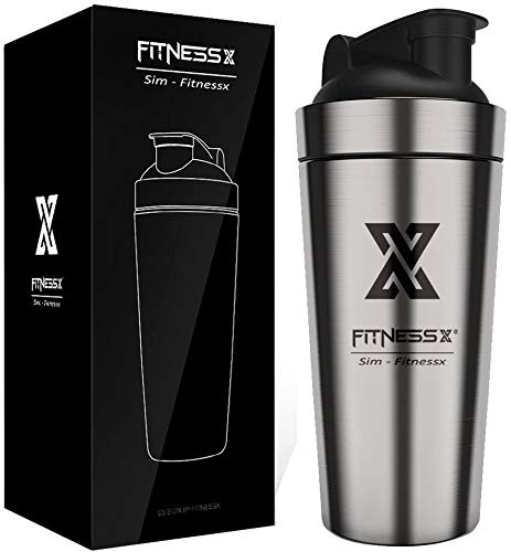 X SIM FITNESSX Shaker Proteico in acciaio inox 700 ml per sport Shaker Proteico con sfera Vacumm Shaker
