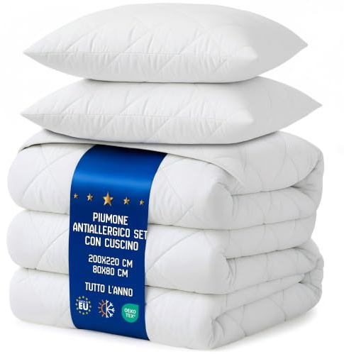 Amazinggirl Bettdecken Set 200x220 Ganzjahresbettdecken mit 2 Kissen 80x80 – Weiche atmungsaktive klimaregulierende Steppbettdecken für Allergiker, Oeko-Tex Zertifiziert, waschbar